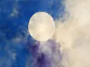 Cirkel in donker kobalt en violet, kleurvelden schilderij, cirkel