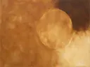 Kleurvelden schilderij, cirkel in kaneel en karamel