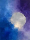 Cirkel in kobalt en violet, kleurvelden schilderij, cirkel