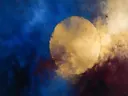 Cirkel in royal blauw, kleurvelden schilderij, cirkel