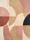 Cirkel in tweeën in de stijl Geometric Earth, in verstoft roze en romige crème, met een diepzwart accent