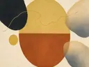Cirkel in tweeën in de stijl Geometric Earth, in diep roest, mosterdgeel en romige crème, met een diepzwart accent