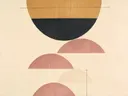 Cirkel in tweeën in de stijl Geometric Earth, in warm oker, zachte crème en verstoft roze, met een diepzwart accent