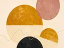 Cirkel in tweeën in de stijl Geometric Earth, in warm oker, zachte crème en verstoft roze, met een diepzwart accent