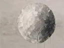 Kwastslag schilderij, cirkel in Grafiet Mono