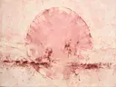 Meswerk schilderij, cirkel in Stoffig Roze