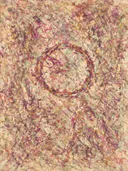 Cirkel Spetter in zandbeige, abstract schilderij