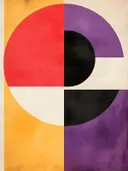 Abstract schilderij met cirkelkwadrant in rood en paars