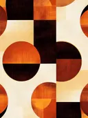 Abstract schilderij met cirkelpatroon in terracotta en bruin