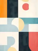 Abstract schilderij met cirkelvormen in zwart en oranje