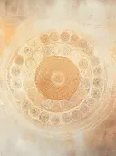 Abstract cirkelmandala schilderij in zand en oker