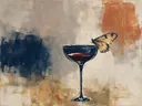 Schilderij: cocktailglas met vlinder