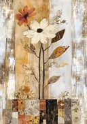 Mixed-media schilderij van madeliefjes
