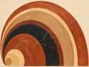 Concentrische bogen in de stijl Modern Bauhaus, in terracotta, roestoranje en romige crème, met een diepzwart accent