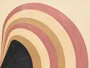 Concentrische bogen in de stijl Modern Bauhaus, in verstoft roze en romige crème, met een diepzwart accent