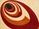 Concentrische bogen in de stijl Modern Bauhaus, in diep rood, roestoranje en romige crème, met diepzwart