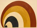 Concentrische bogen in de stijl Modern Bauhaus, in diep roest, mosterdgeel en romige crème, met een diepzwart accent