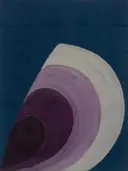 Concentrische bogen in de stijl Modern Bauhaus, in diep aubergine, pruim en verstoft lila, met bleek oestergrijs