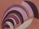 Concentrische bogen in de stijl Modern Bauhaus, in diep aubergine, pruim en verstoft lila, met bleek oestergrijs