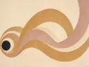 Concentrische bogen in de stijl Modern Bauhaus, in warm oker, zachte crème en verstoft roze, met een diepzwart accent