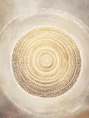 Abstract cirkelpatroon schilderij in champagne en goud
