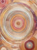 Abstract schilderij met concentrische ringen in perzik en roze