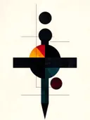 Abstract geometrisch schilderij met kruisvormcompositie