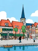 Culemborg, straat in cartoonstijl, schilderij van Culemborg