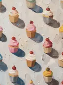 Patroon van cupcakes met slagroom en kersen