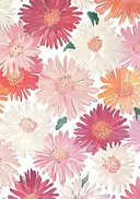 Patroon schilderij van dahlia's in roze en oranje