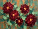 Dahlia in groepjes in wijnmint, schilderij van dahlia