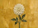 Schilderij van dahlia in ivoor, in vlakke kleurvlakken