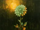 Dahlia in mint, schilderij van dahlia van dichtbij
