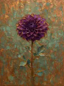 Dahlia in violet, schilderij van dahlia op de helling