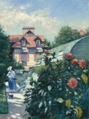 Dahlia's in de tuin van Petit Gennevilliers van Gustave Caillebotte: landschap