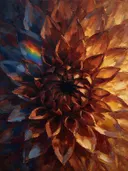 Dahlia van dichtbij in roest, schilderij van dahlia van dichtbij
