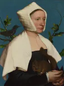 Dame met eekhoorn en spreeuw van Hans Holbein the Younger: portret met boomeekhoorn en vrouwen
