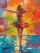 Schilderij van een dansende vrouw op water