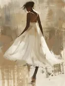 Dansende vrouw in witte jurk
