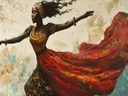 Vrouw danst met wapperende rode rok