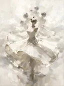 Schilderij: danser in beweging, wit