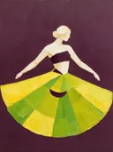 Danseres, olieverf in citroen en lindegroen, schilderachtig olieverf schilderij, danseres
