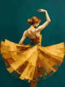 Danseres, olieverf in diep amberglans, schilderachtig olieverf schilderij, danseres