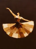 Danseres, olieverf in diep kaneel en karamel, schilderachtig olieverf schilderij, danseres
