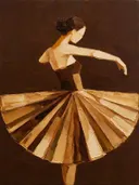 Danseres, olieverf in diep karamel, schilderachtig olieverf schilderij, danseres