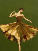 Danseres, olieverf in diep kastanje en goud, schilderachtig olieverf schilderij, danseres