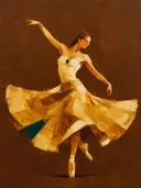 Danseres, olieverf in donker amberglans, schilderachtig olieverf schilderij, danseres