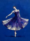 Danseres, olieverf in donker kobalt en violet, schilderachtig olieverf schilderij, danseres