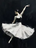 Danseres, olieverf in donker ravenzwart en parelmoer, schilderachtig olieverf schilderij, danseres