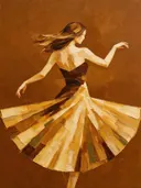 Danseres, olieverf in karamel, schilderachtig olieverf schilderij, danseres